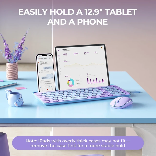Alt view image 3 of 5 - seenda CTU-301 Bluetooth Keyboard and Mouse Combo for iPad,Dark Purple