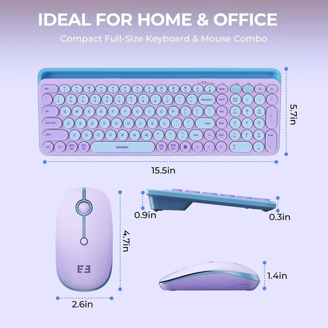 Alt view image 5 of 5 - seenda CTU-301 Bluetooth Keyboard and Mouse Combo for iPad,Dark Purple