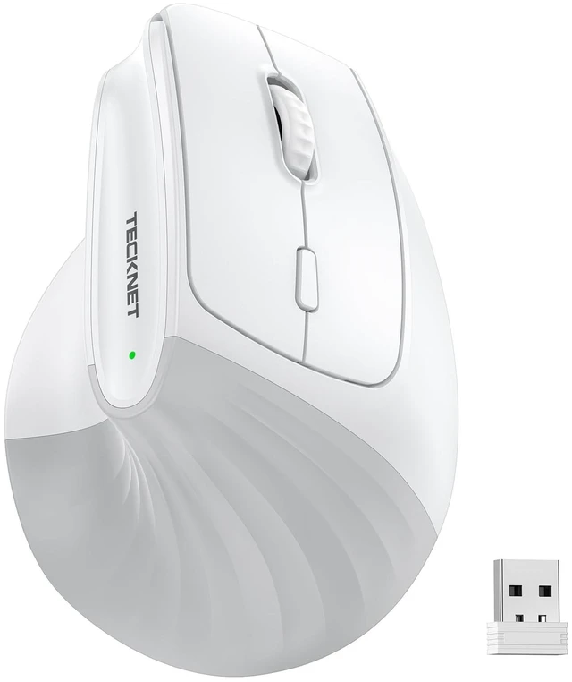Main image of TECKNET Vertical Ergonomic Wireless Bluetooth Mouse, Silent Rechargeable Bluetooth Mouse(BT 5.0/5.0+2.4G), 5-Level 4800 DPI, 200H Long Battery Life, Compatible with Windows/Mac/Linux/Android/Ch