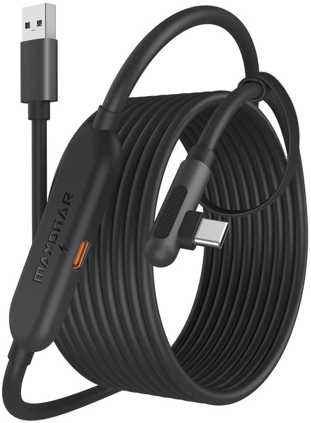 Main image of Maxonar VR Charging Link Cable 20FT Charge While Playing PC VR, USB 3.0 Stable Data, Built to Replace Meta Link Cable for Quest 3S / Quest 3 / Quest 2 / Pico 4 Black