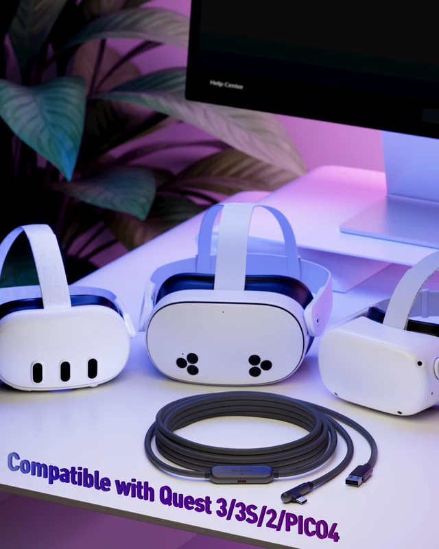 Alt view image 2 of 5 - Maxonar VR Charging Link Cable 20FT Charge While Playing PC VR, USB 3.0 Stable Data, Built to Replace Meta Link Cable for Quest 3S / Quest 3 / Quest 2 / Pico 4 Black