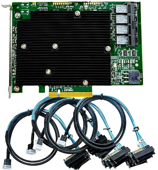 Main image of SAS HBA Card Compatible with LSI 9300-16i IT Mode 16-Port with SAS Cables