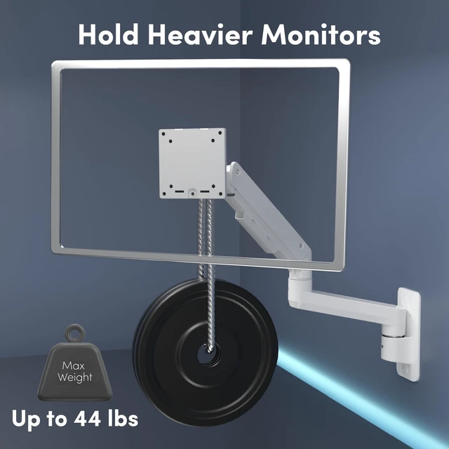 Alt view image 4 of 5 - Heavy-Duty Monitor Wall Mount for 17-49" Ultrawide Screens, White