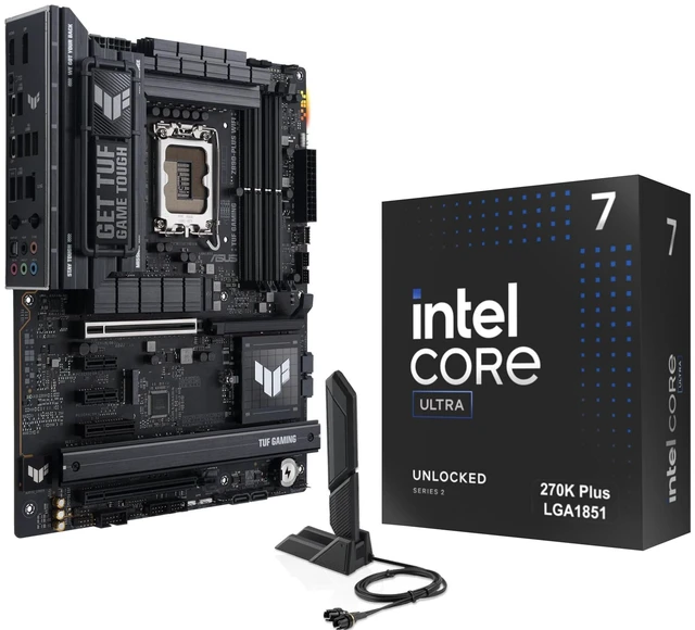 Main image of Micro Center CPU Motherboard Combo -Intel Core Ultra 7 270K Plus 24 cores up to 5.5 GHz Desktop Processor with Tuf Gaming Z890-Plus WiFi LGA 1851 ATX Motherboard