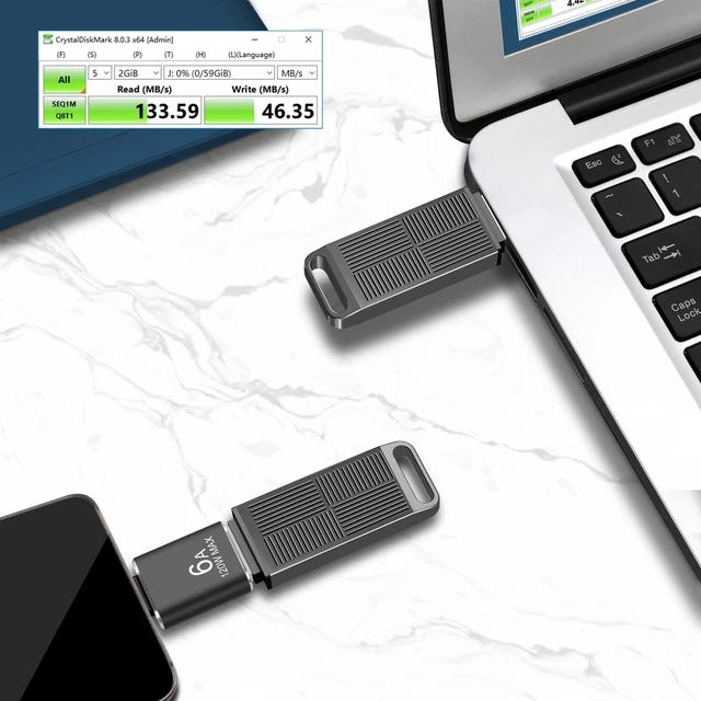 Alt view image 2 of 5 - 128GB exFAT32 USB 3.0 Flash Drive with a USB-C Adapter EASTBULL Thumb Drive