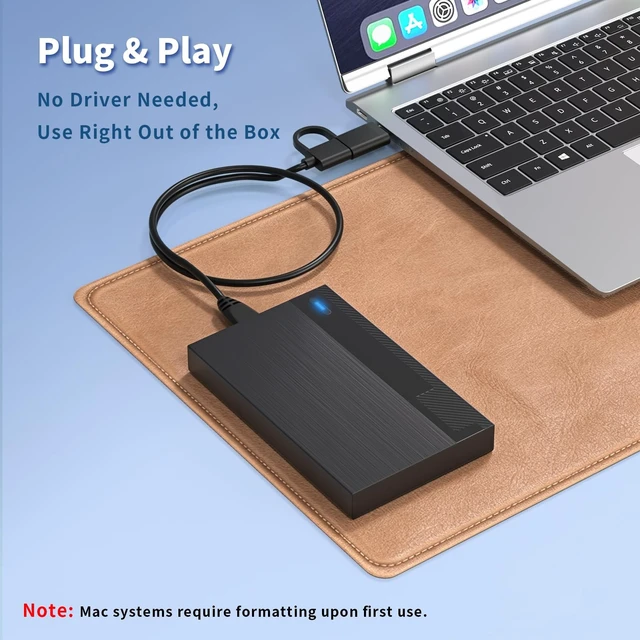 Alt view image 2 of 5 - 500GB Portable HDD USB3.0 Type-C Storage for PC Mac Laptop Game Consoles