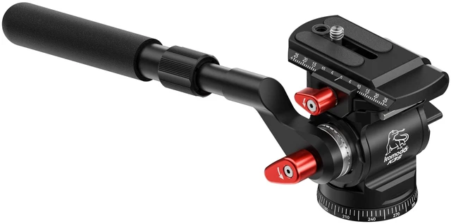 Main image of IFOOTAGE Komodo K3S Fluid Head, 5kg Load Capacity Video Tripod Head with Portrait/Landscape Quick Switch, 360 Pan & +90/-75 Tilt, Extendable Handle, Bubble Level