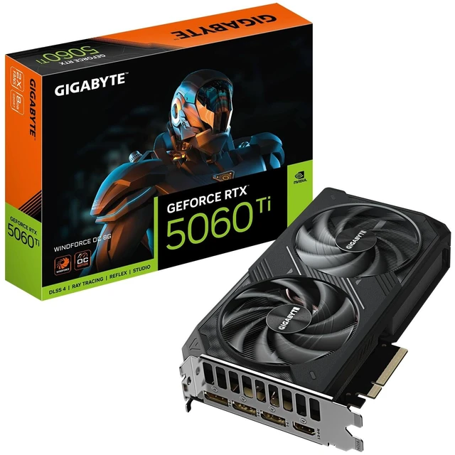 Main image of Gigabyte GeForce RTX 5060 Ti WINDFORCE OC 8G Graphics Card - 8GB GDDR7, 128bit, PCI-E 5.0, 2587MHz Core Clock, 3 x DisplayPort, 1 x HDMI, GV-N506TWF2OC-8GD