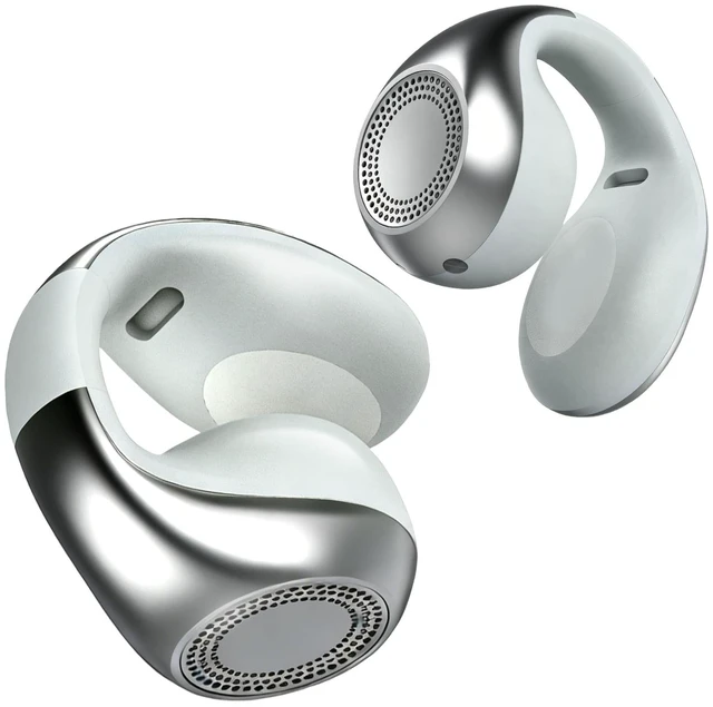 Main image of King Lucky Clip-On Earbuds,Comfort Air Cushion Open Ear Earbuds Wireless Bluetooth 6.0 Multipoint, Open Ear Headphones with Mic,Anti-Mistouch,45H Playtime for Sports,Small Ears&Sleep (Silver)