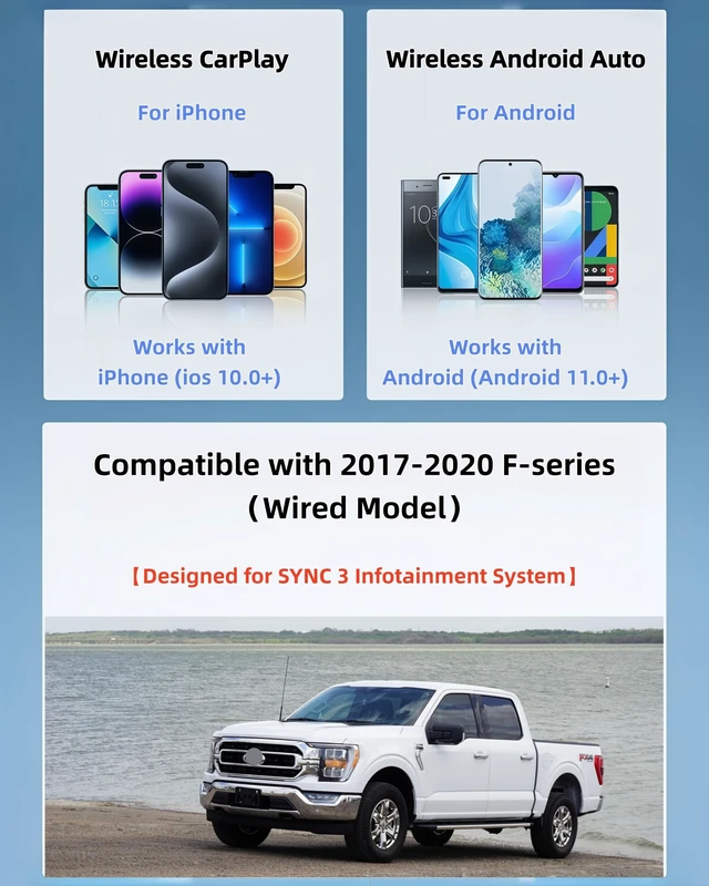 Alt view image 3 of 5 - Compatible with 2017-2020 F-150/F-250/F-350Wired ModelWireless Adapter