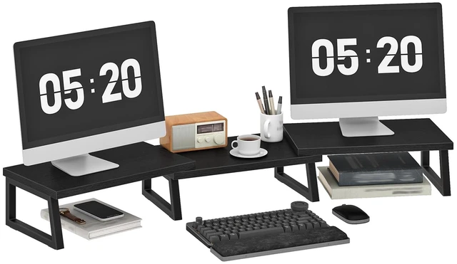 Main image of HOOBRO Dual Monitor Stand Riser, Computer Monitor Stand for PC, Black
