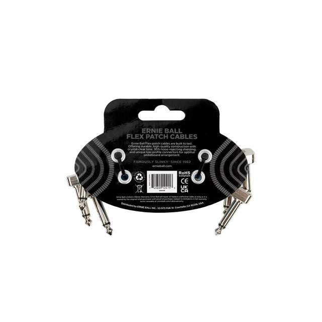 Alt view image 2 of 2 - Ernie Ball Flex Patch Cable 3in - Blue - 3 Pack