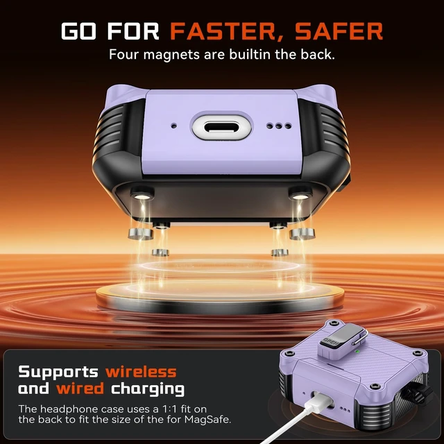 Alt view image 4 of 5 - Inesore for AirPods Pro 3 Case with Secure Lock (Purple)