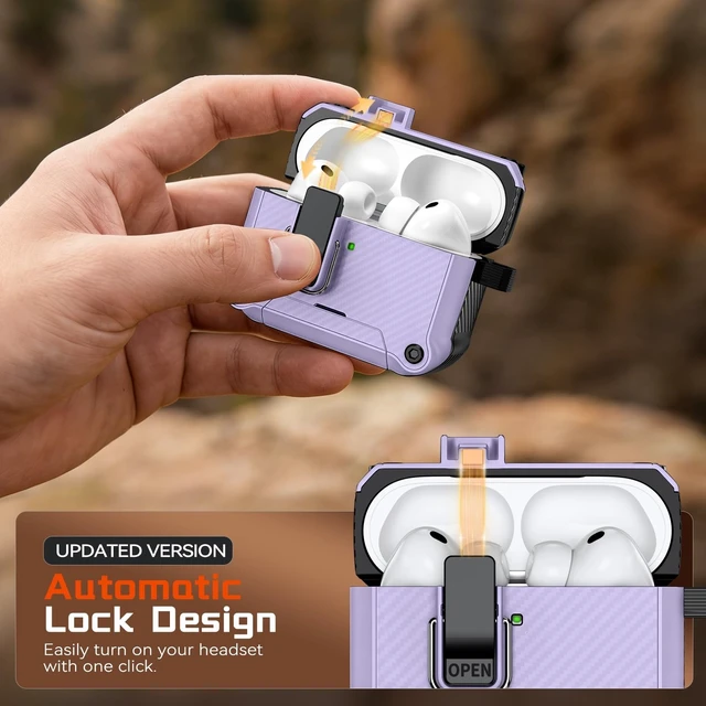 Alt view image 5 of 5 - Inesore for AirPods Pro 3 Case with Secure Lock (Purple)