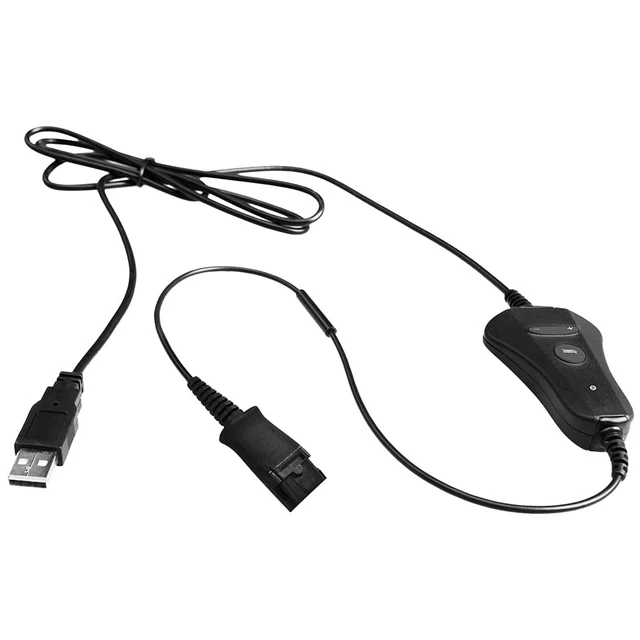 Alt view image 3 of 5 - QD-to-USB Adapter Cable with Volume-Mute - 5PACK for 4-Pin Plantronic-QD Plug Headset