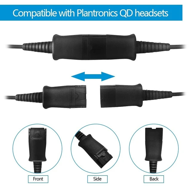 Alt view image 4 of 5 - QD-to-USB Adapter Cable with Volume-Mute - 5PACK for 4-Pin Plantronic-QD Plug Headset