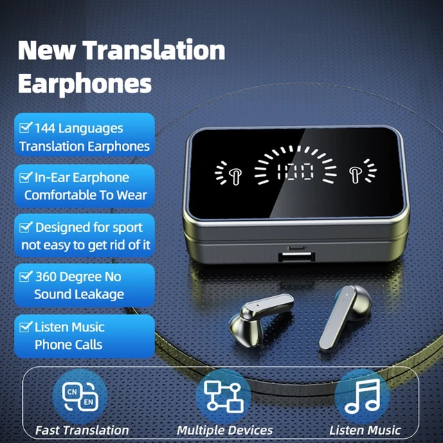 Alt view image 2 of 5 - XUMIUZIY Language Translator Earbuds, Two Way Translator Device with APP for 144 Languages Online, Instant Translation Earbuds for iOS & Android, Bluetooth 5.4 Earphone for Music, Calls (Black)