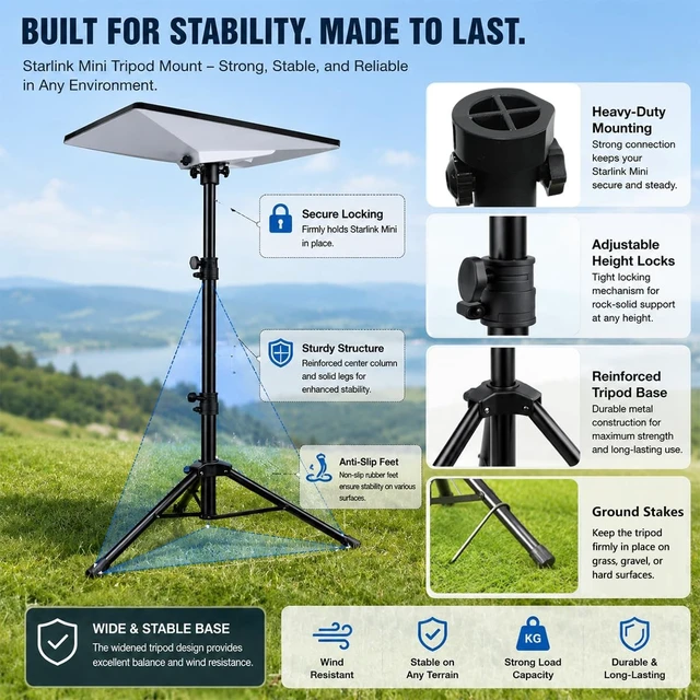 Alt view image 4 of 5 - PFNRTH Starlink Mini Tripod Stand, Adjustable Mount Kit for Mini & Mini X