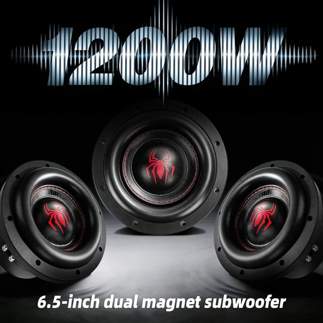 Alt view image 2 of 5 - WDiYA 6.5 in Subwoofers 1200W 4 Ohm SPL 6.5 Inch Car Sub Woofes