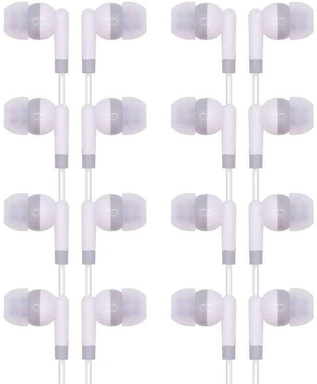 Main image of YFSFQS Bulk Earbuds for Classroom Wired 3.5mm On Ear White 100 Pack