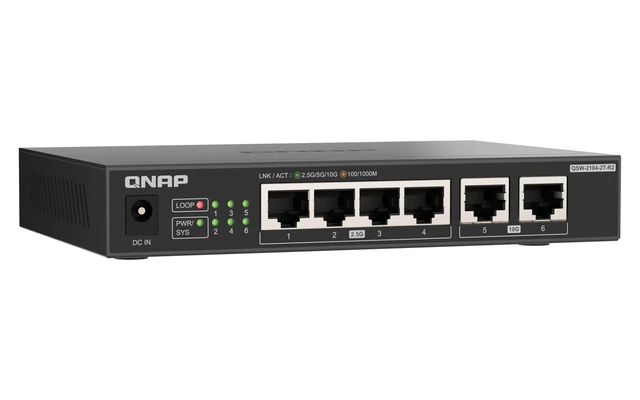 Alt view image 5 of 5 - QNAP Switch QSW-2104-2T-R2 ^^ 2X 10GbE, 4X 2.5GbE, Plug & Play Unmanaged, Fanless