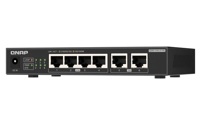 Alt view image 3 of 5 - QNAP Switch QSW-2104-2T-R2 ^^ 2X 10GbE, 4X 2.5GbE, Plug & Play Unmanaged, Fanless