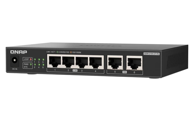 Alt view image 2 of 5 - QNAP Switch QSW-2104-2T-R2 ^^ 2X 10GbE, 4X 2.5GbE, Plug & Play Unmanaged, Fanless