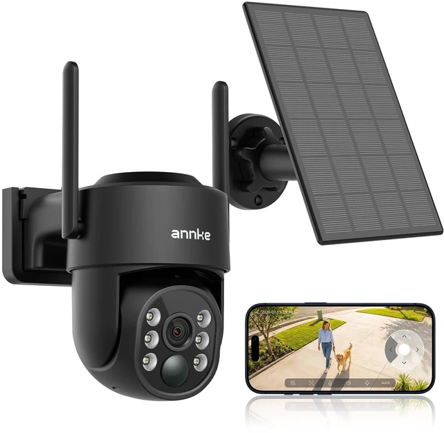 Main image of ANNKE 4MP Solar Security Camera Wireless Outdoor, Pan Tilt, Black