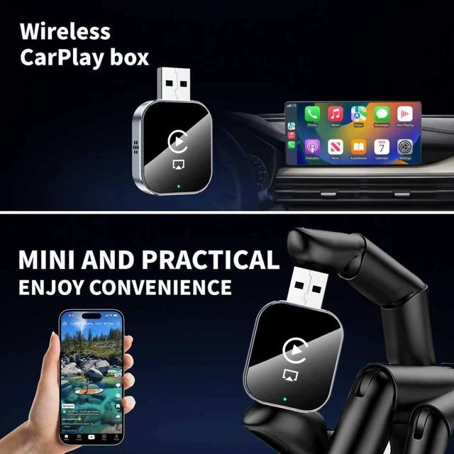 Alt view image 4 of 5 - Wireless CarPlay Adapter for Apple iPhone - 4 in 1 Airplay Mirror Link Adapter Multi-User Seamless Connection Converts Wired to Wireless CarPlay Adapter - No Latency from iOS 10+ to Scre