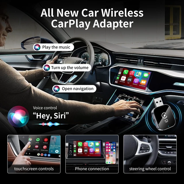 Alt view image 3 of 5 - Wireless CarPlay Adapter for Apple iPhone - 4 in 1 Airplay Mirror Link Adapter Multi-User Seamless Connection Converts Wired to Wireless CarPlay Adapter - No Latency from iOS 10+ to Scre