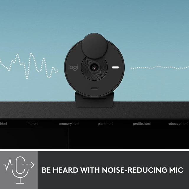 Alt view image 4 of 5 - Logitech Brio 301 Full HD Webcam with Privacy Shutter, Noise Reduction Microphone, USB-C, Certified for Zoom, Microsoft Teams, Google Meet, Auto Light Correction - Black (Bulk Packaging