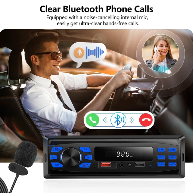 Alt view image 3 of 5 - Single Din Car Stereo Marine Radio Bluetooth Multimedia Car Audio Receivers