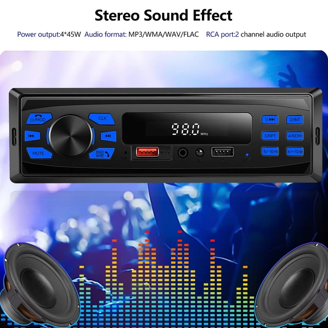 Alt view image 5 of 5 - Single Din Car Stereo Marine Radio Bluetooth Multimedia Car Audio Receivers