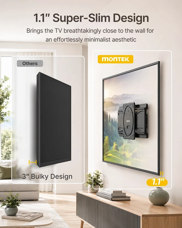 Alt view image 3 of 5 - monTEK 1.1" Ultra Slim Full Motion TV Wall Mount for 23-43 Inch TVs