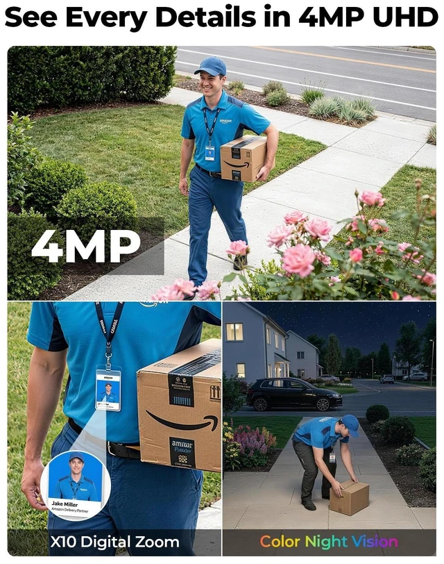 Alt view image 2 of 5 - Carltec 4MP Outdoor Security Cameras Solar Powered 360PTZ, No Subscription, Local Storage, Color Night Vision, 5G & 2.4G WiFi Wireless Camera System for Home Exterior, IP66