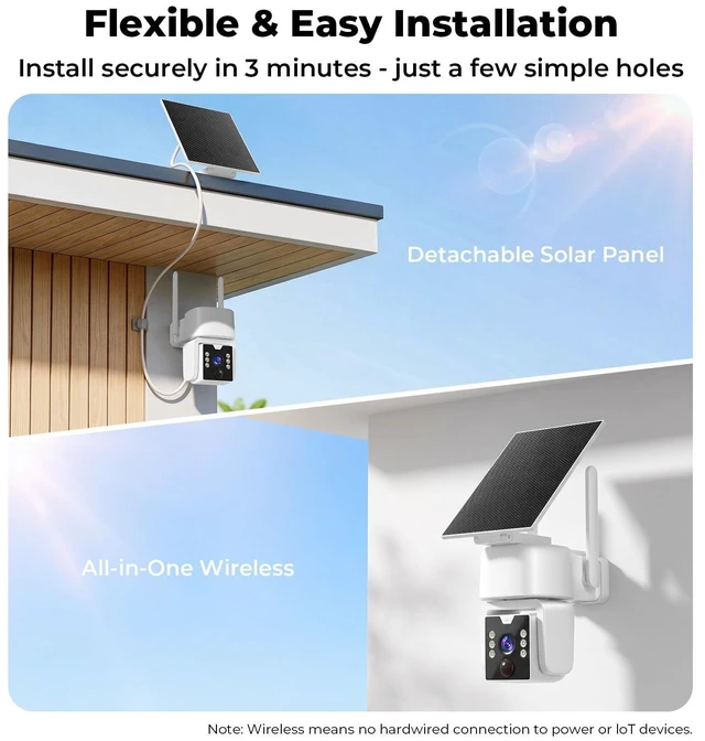 Alt view image 5 of 5 - Carltec 4MP Outdoor Security Cameras Solar Powered 360PTZ, No Subscription, Local Storage, Color Night Vision, 5G & 2.4G WiFi Wireless Camera System for Home Exterior, IP66
