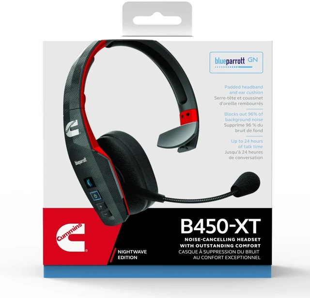 Alt view image 3 of 4 - Cummins Edition BlueParrott B450-XT Noise Cancelling Bluetooth Headset Unique Design with Industry Leading Sound & Improved Comfort, Up to 24 Hours of Talk Time, IP54-Rated, Black Red