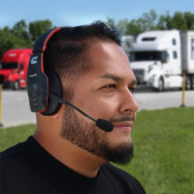 Alt view image 4 of 4 - Cummins Edition BlueParrott B450-XT Noise Cancelling Bluetooth Headset Unique Design with Industry Leading Sound & Improved Comfort, Up to 24 Hours of Talk Time, IP54-Rated, Black Red