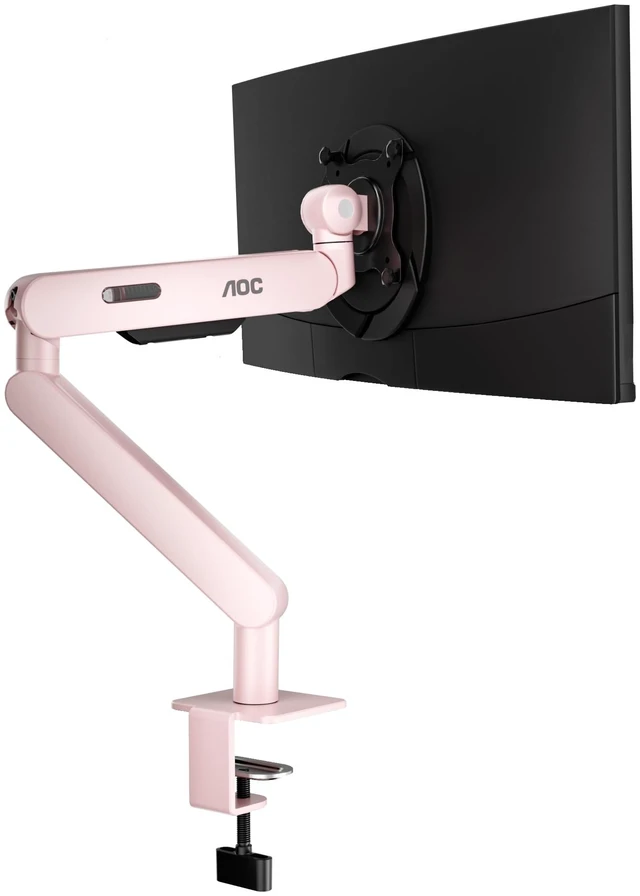 Main image of AOC AM400PLUS Premium Aluminum Single Monitor Arm, Mechanical Spring, 1734 Inch, 4.419.8 lbs, VESA 75x75/100x100, C-Clamp, Quick Install Desk Mount with Cable Management (Pink)