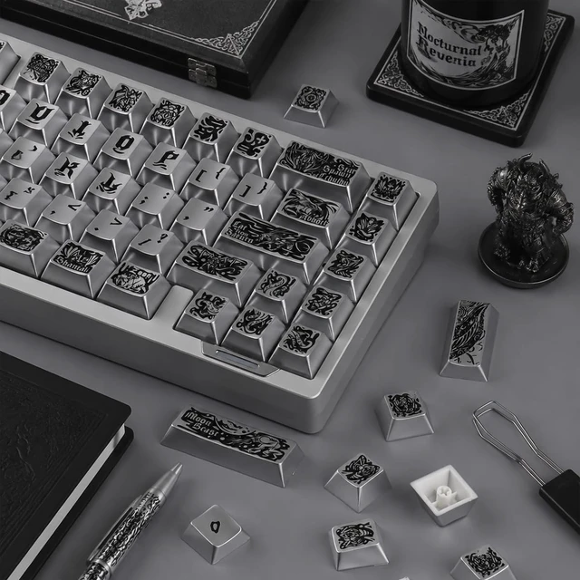 Alt view image 5 of 5 - Hyekit Ancient Gods Metal Texture PBT Keycaps 130 Keys Cherry Profile