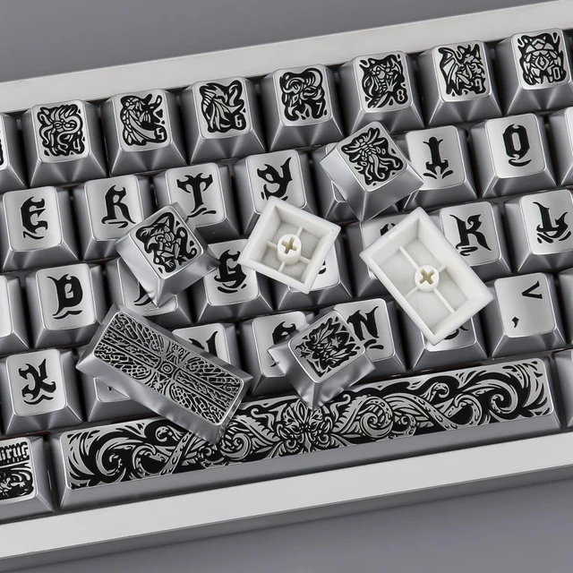Alt view image 2 of 5 - Hyekit Ancient Gods Metal Texture PBT Keycaps 130 Keys Cherry Profile
