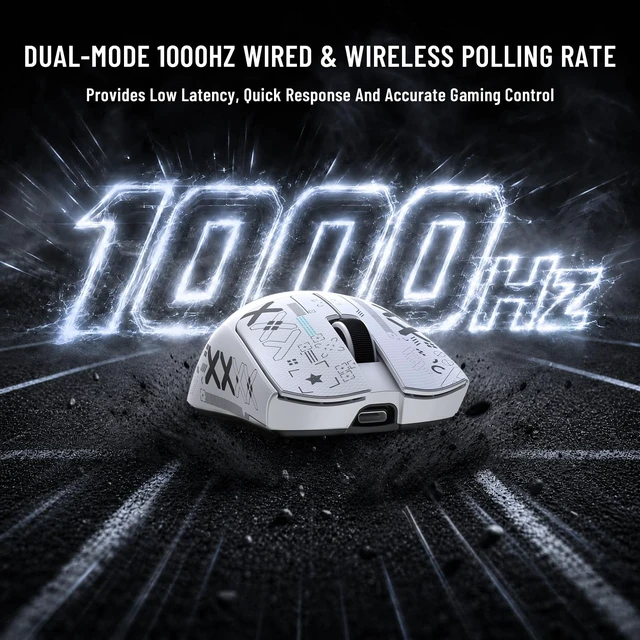 Alt view image 4 of 5 - ATTACK SHARK X11PRO V2 Lightweight Wireless Gaming Mouse, White Tape