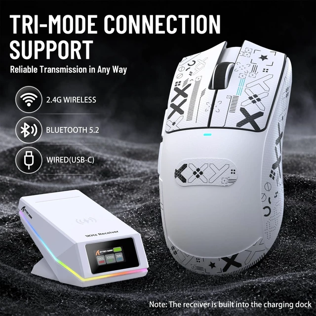 Alt view image 5 of 5 - ATTACK SHARK X11PRO V2 Lightweight Wireless Gaming Mouse, White Tape