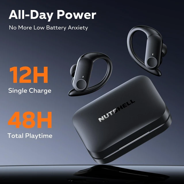 Alt view image 5 of 5 - Nutshell NS18 Wireless Earbuds for Sports, 14mm Drivers with Big Bass, 12H Non-stop Playback, Sweat-Resistant, Personalized Equalizer with 4 Preset Sound Modes, Clear Calls, Bluetooth 5.3, APP