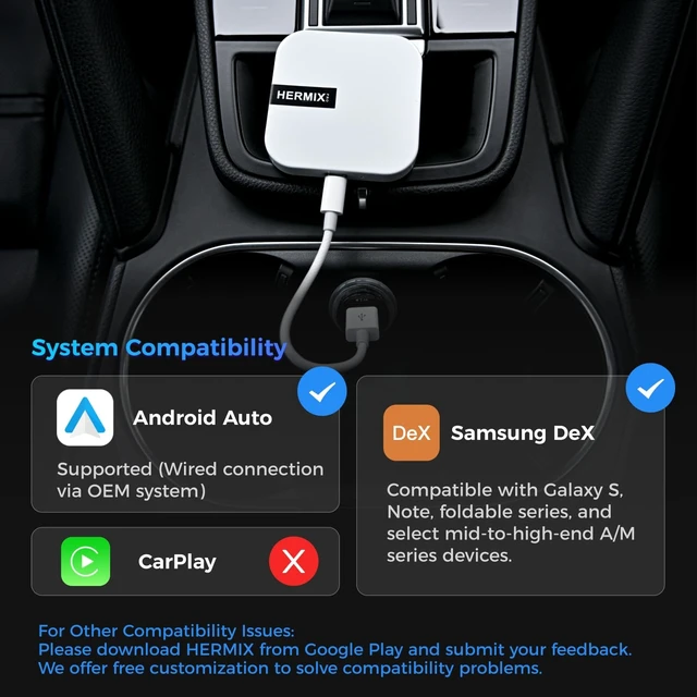 Alt view image 5 of 5 - Android Auto Wireless Adapter Compatible with Samsung DeX
