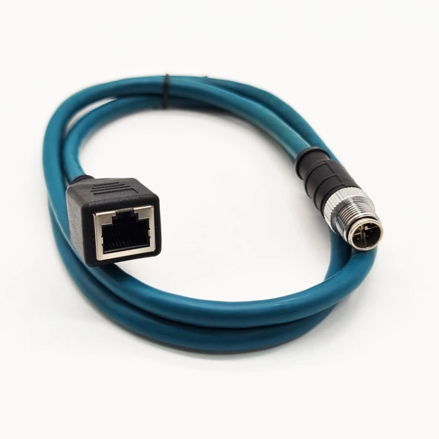 Main image of fozuioh 3.28ft M12 8 Pin X Code Male to RJ45 Female Connector Cable, IP67 Waterproof High Flex Cat6 Shielded Field Wireable Cable Assembly for Automation Application 26AWG 1Meter