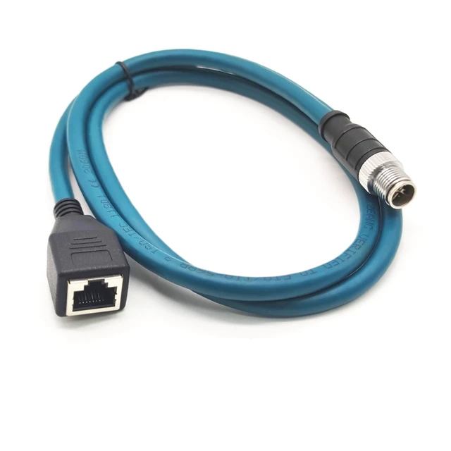 Alt view image 2 of 5 - fozuioh 3.28ft M12 8 Pin X Code Male to RJ45 Female Connector Cable, IP67 Waterproof High Flex Cat6 Shielded Field Wireable Cable Assembly for Automation Application 26AWG 1Meter