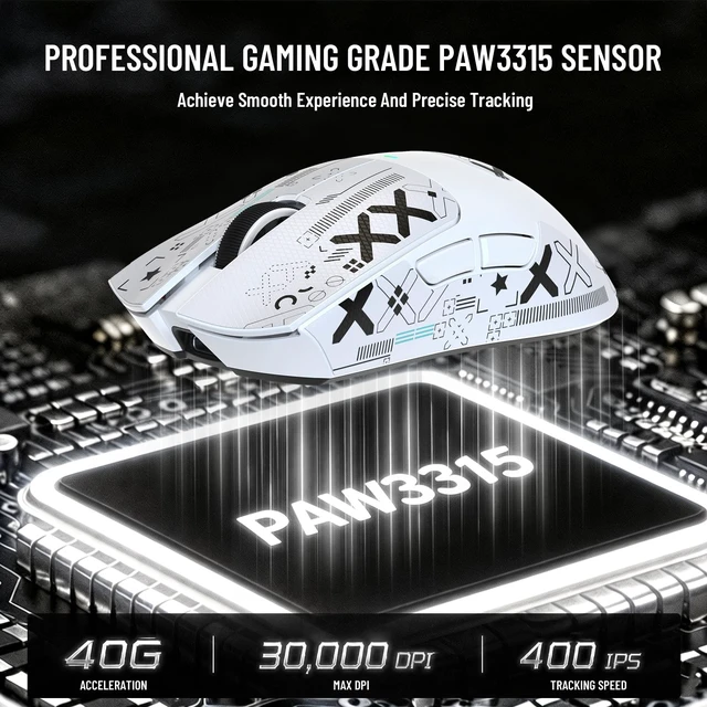 Alt view image 3 of 5 - ATTACK SHARK X11PRO V2 Lightweight Wireless Gaming Mouse, White Tape