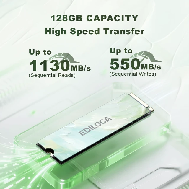 Alt view image 2 of 5 - Ediloca 128GB NVMe M.2 SSD PCIe Gen 3x4, Up to 1130MB/s Read, M.2 2280 Internal Solid State Drive, Dynamic SLC Cache, Compatible with PC, Desktop and Laptops(EN680E)
