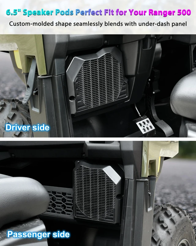 Alt view image 3 of 5 - POKIAUTO 6.5" Under Dash Speaker Pods for 2026 Polaris Ranger 500, Pair